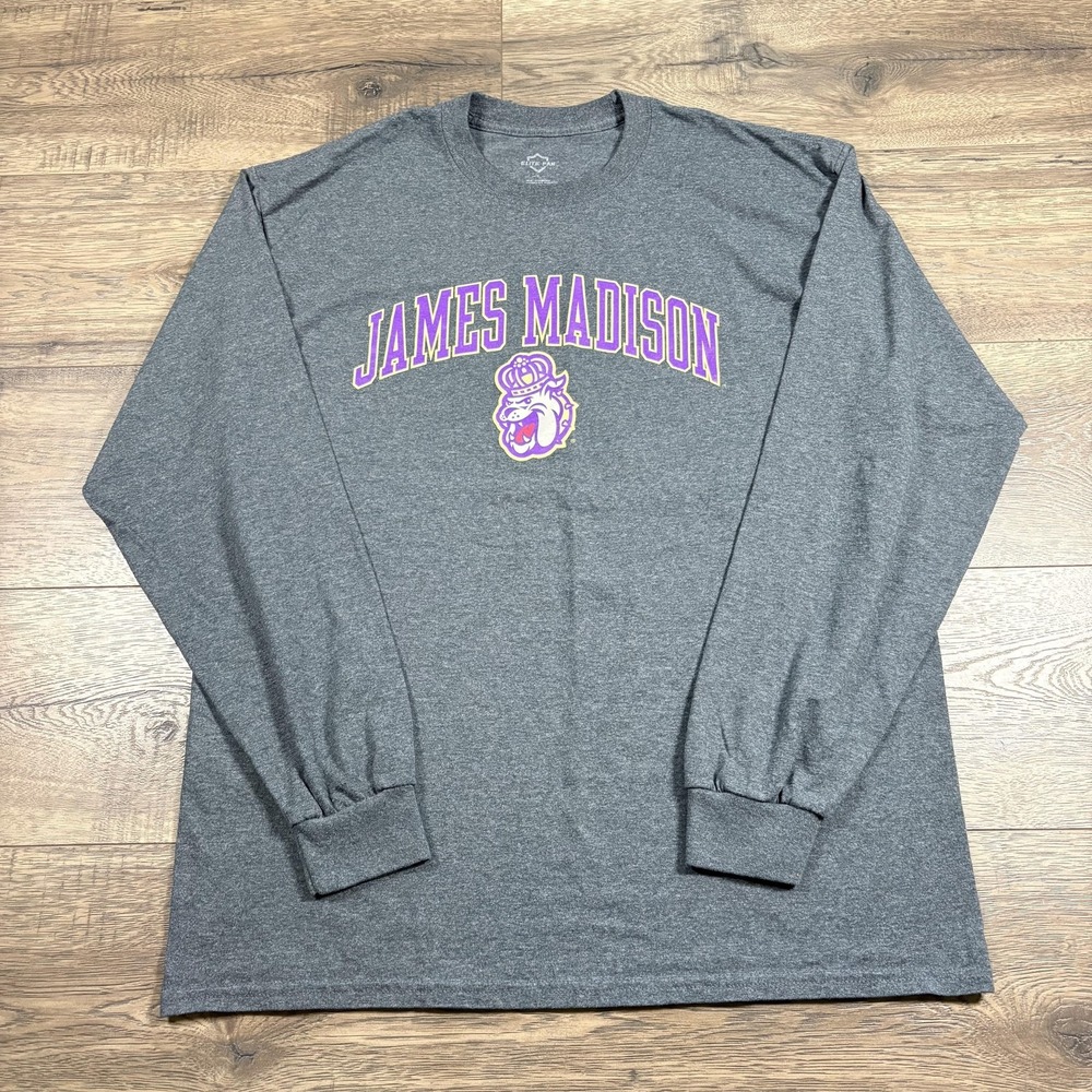 James Madison Dukes Shirt Mens XL Gray NCAA Elite Fan Long Sleeve‎ Tee College